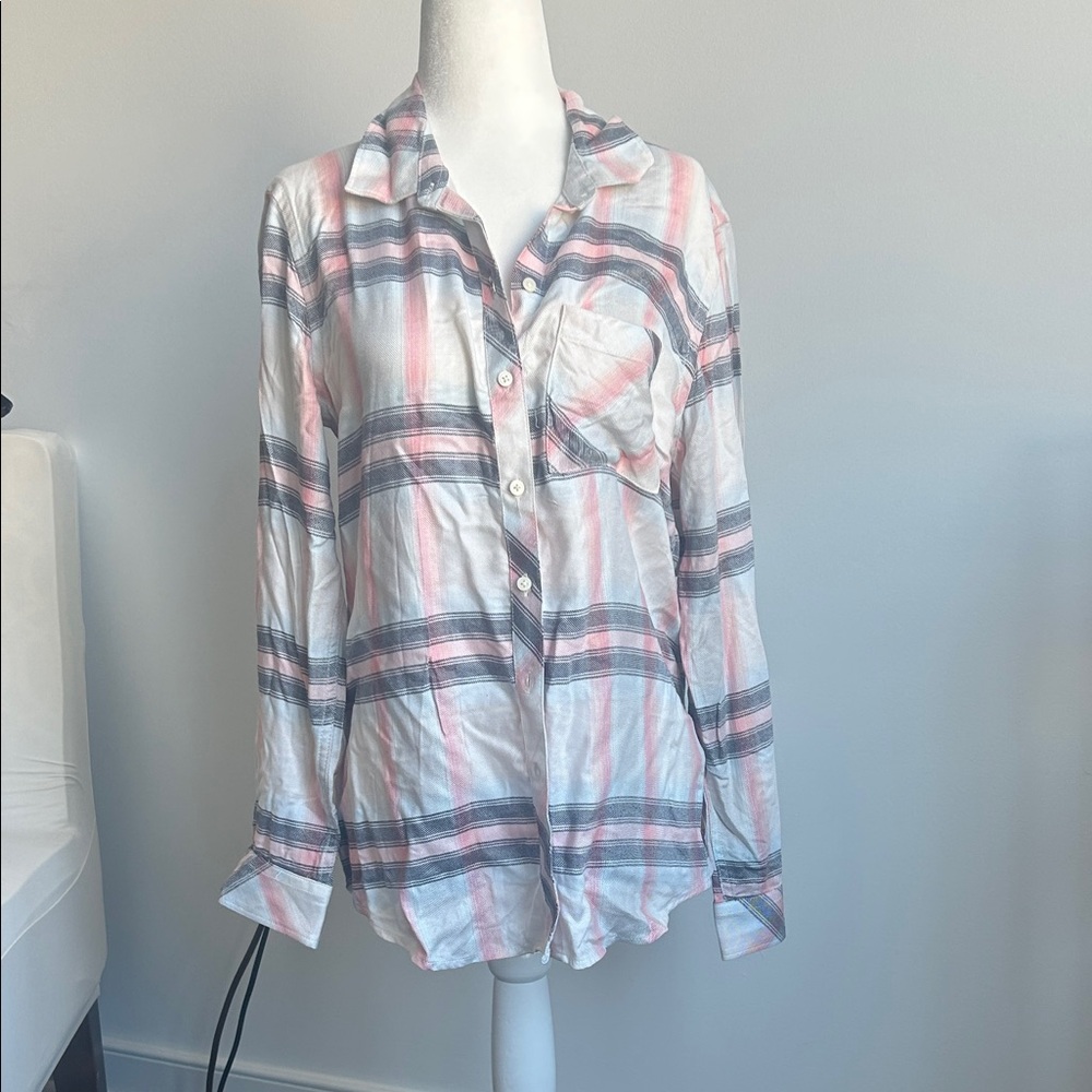 NWT GAP Pink and Gray Plaid Light Flannel